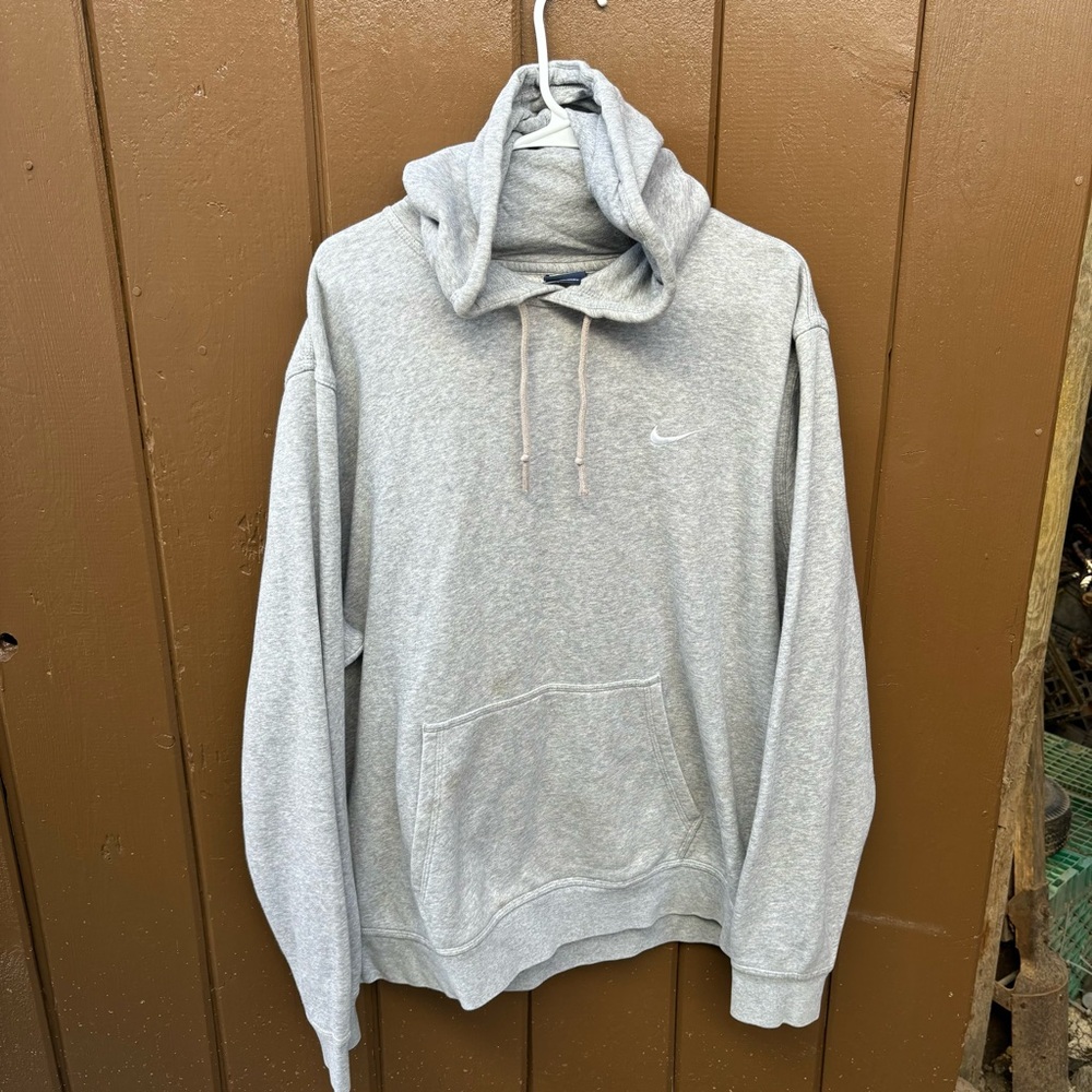 Vintage Nike Hoodie Mens XXL Blue Tag Y2K Full Zip Swoosh Jacket Sweater Gray